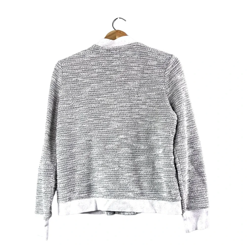 Women's Gray and White Lucky Brand Zip Sweater M
